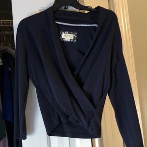 Maeve cropped faux wrap shirt, Small